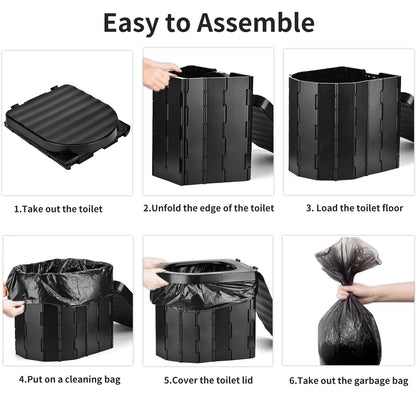 WC Portátil Plegable con Tapa | Inodoro de Viaje Compacto y Multifunción | Hasta 180 kg