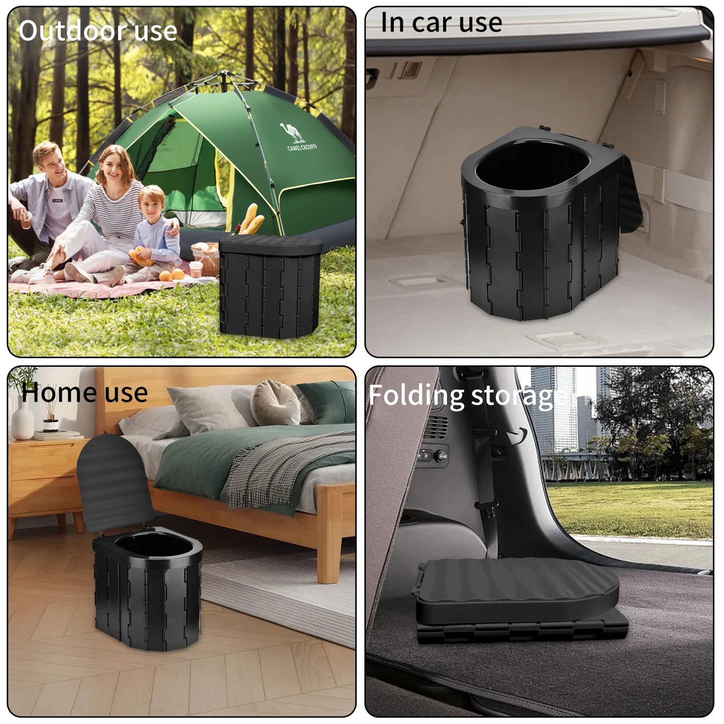 WC Portátil Plegable con Tapa | Inodoro de Viaje Compacto y Multifunción | Hasta 180 kg