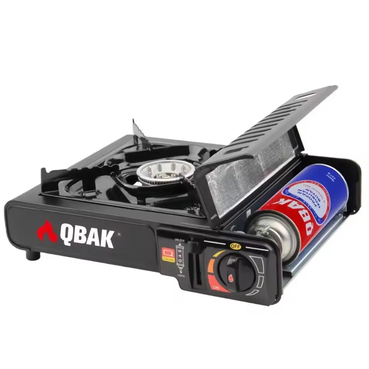 Hornillo Gas Portátil QBAK - Encendido Rápido + Llama Ajustable (Camping/RV)