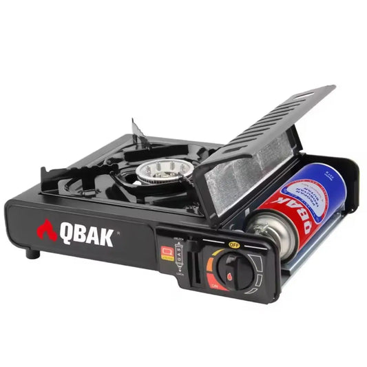 Hornillo Gas Portátil QBAK - Encendido Rápido + Llama Ajustable (Camping/RV)