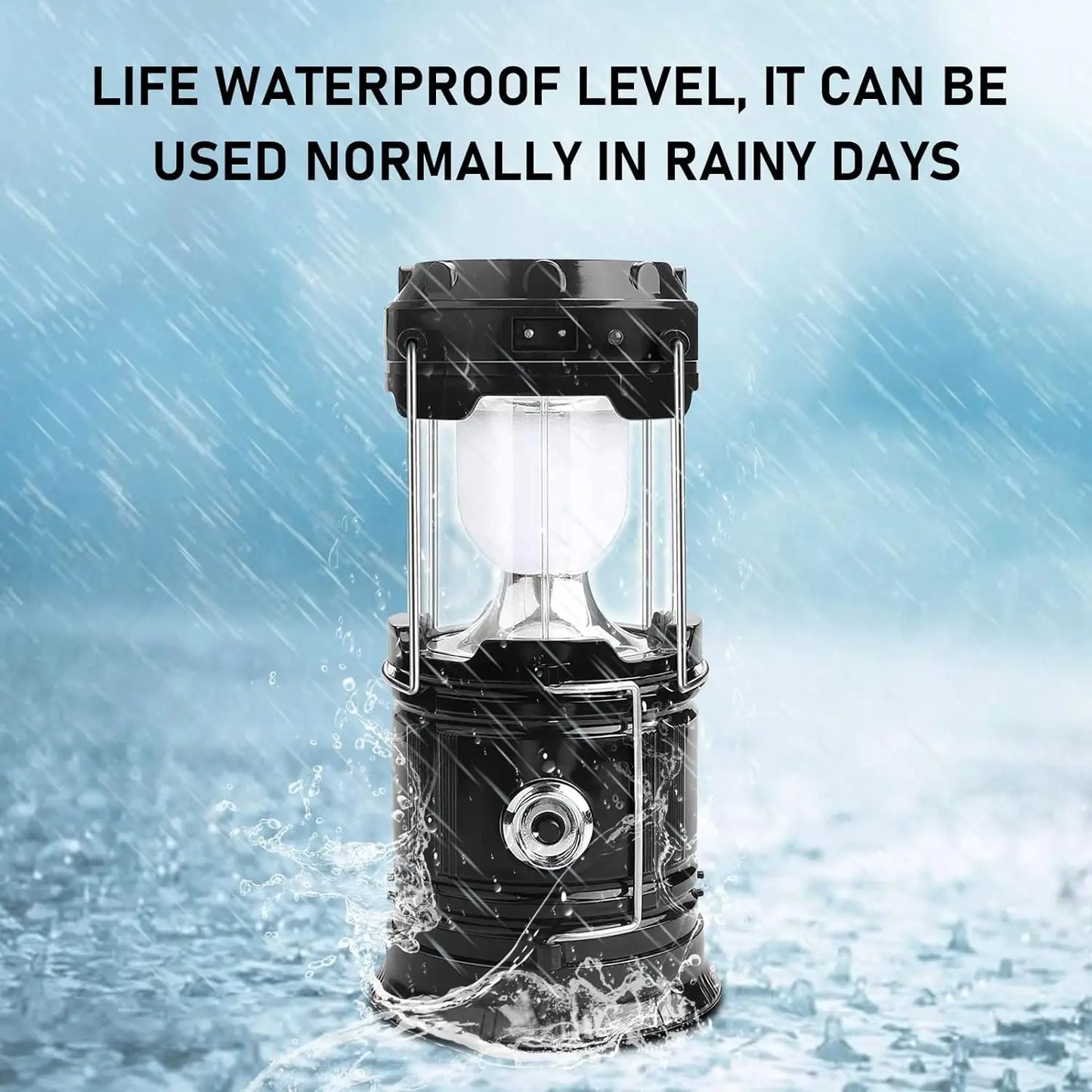 Linterna LED Solar Recargable 2 en 1 para Camping y Emergencias