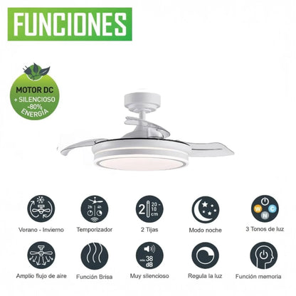 Ventilador de Techo con Luz LED Regulable y Mando
