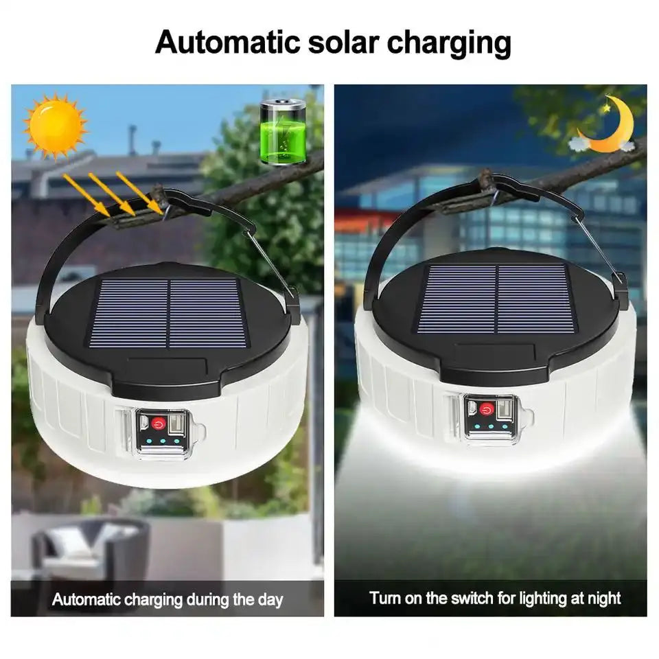 1200mAh Solar Camping Lantern - Rechargeable LED + Mobile Charging + IP65