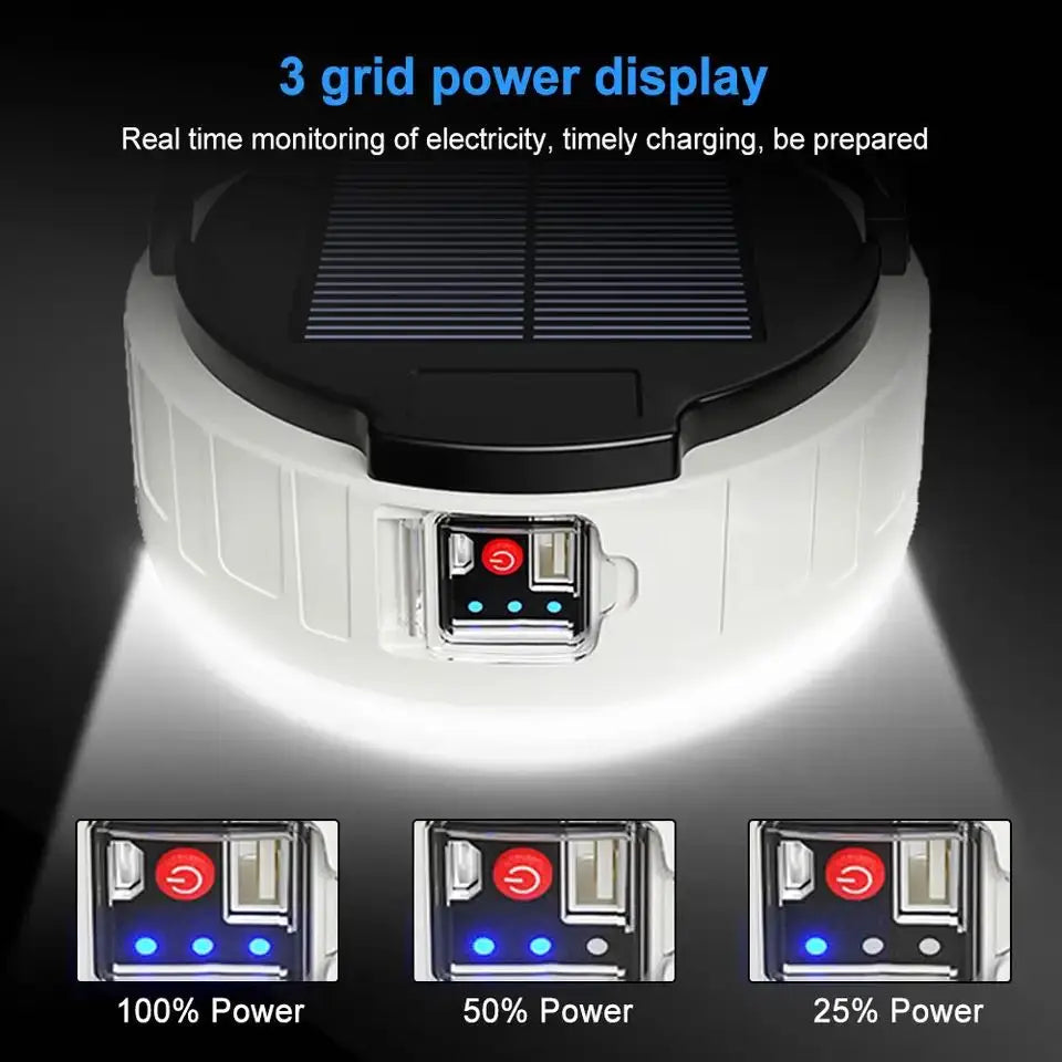 1200mAh Solar Camping Lantern - Rechargeable LED + Mobile Charging + IP65