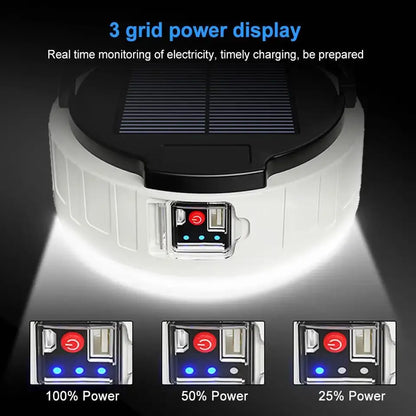 1200mAh Solar Camping Lantern - Rechargeable LED + Mobile Charging + IP65
