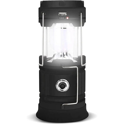 Linterna LED Solar Recargable 2 en 1 para Camping y Emergencias