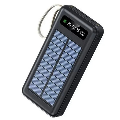 20000mAh Solar Power Bank - 4 Built-in Cables + Charges 5 Devices (Waterproof)