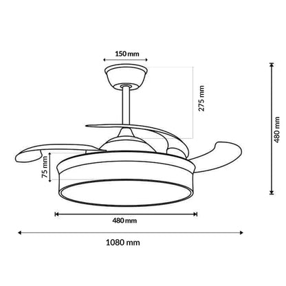 Ventilador de Techo con Luz LED Regulable y Mando
