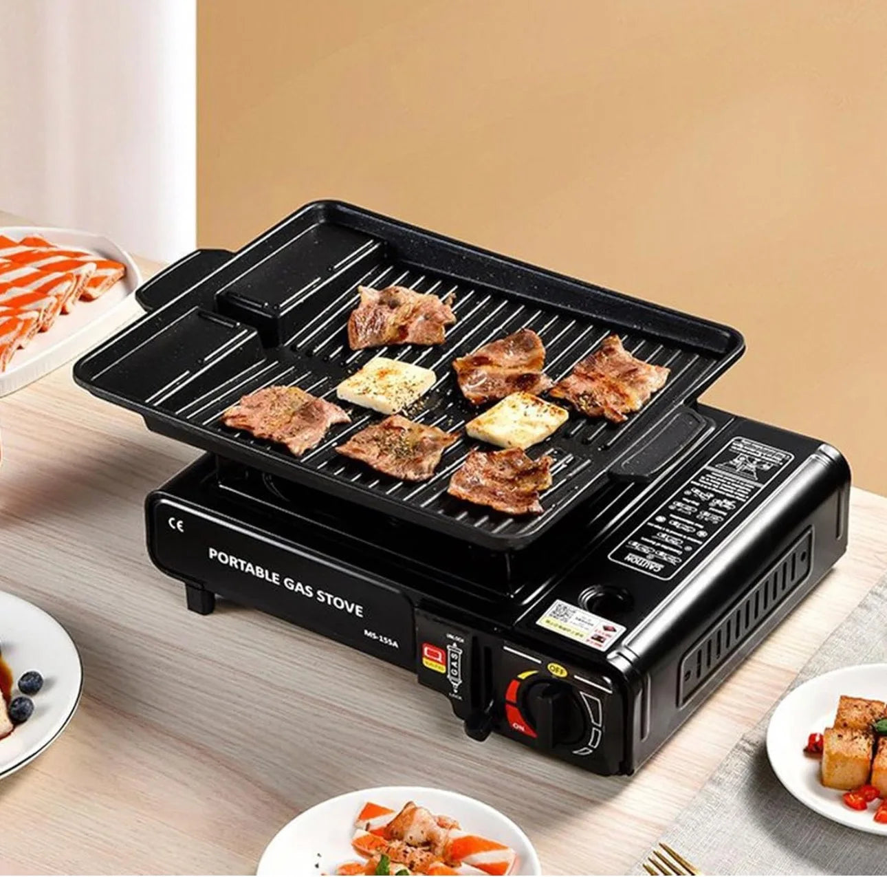 Hornillo Gas Portátil QBAK - Encendido Rápido + Llama Ajustable (Camping/RV)
