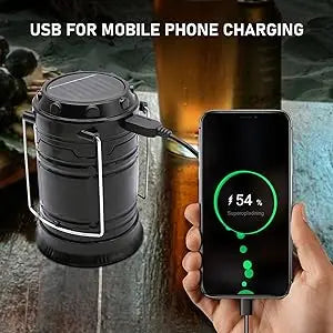 Linterna LED Solar Recargable 2 en 1 para Camping y Emergencias