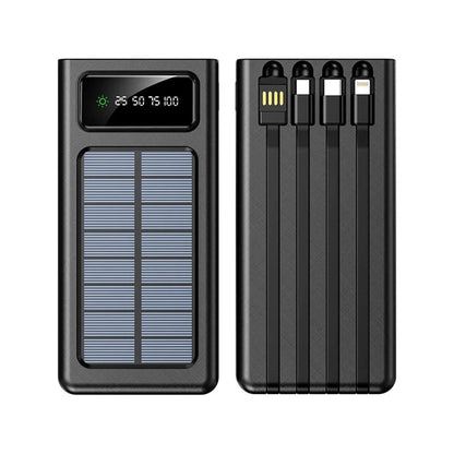 20000mAh Solar Power Bank - 4 Built-in Cables + Charges 5 Devices (Waterproof)