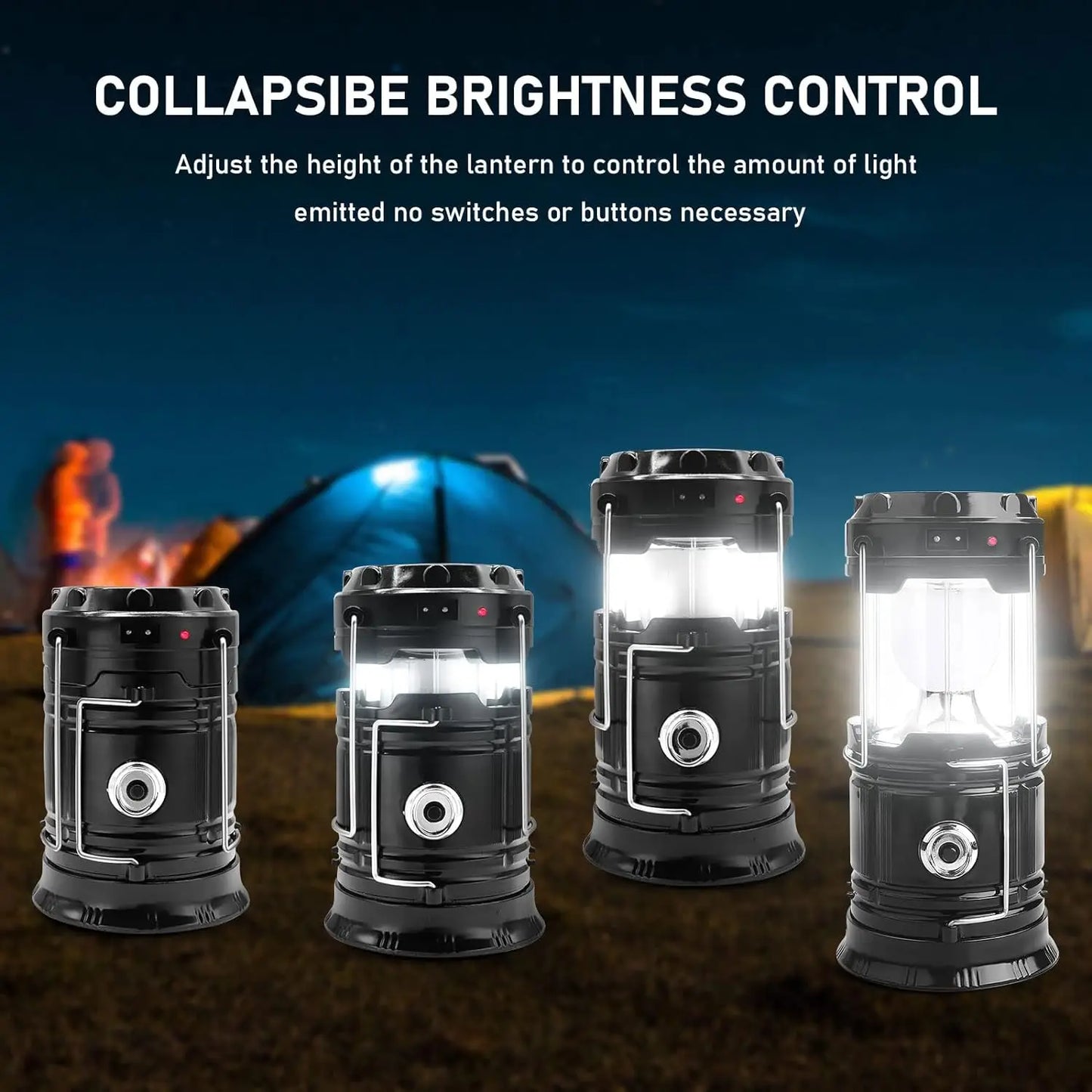 Linterna LED Solar Recargable 2 en 1 para Camping y Emergencias