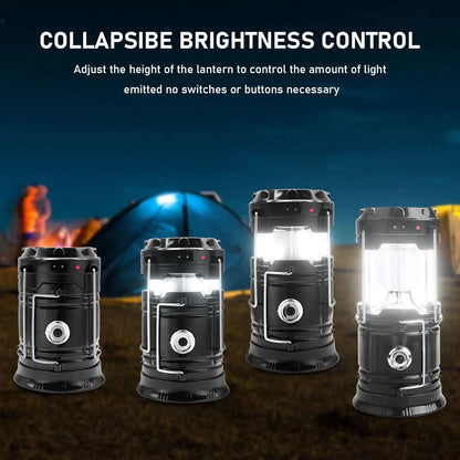 Linterna LED Solar Recargable 2 en 1 para Camping y Emergencias