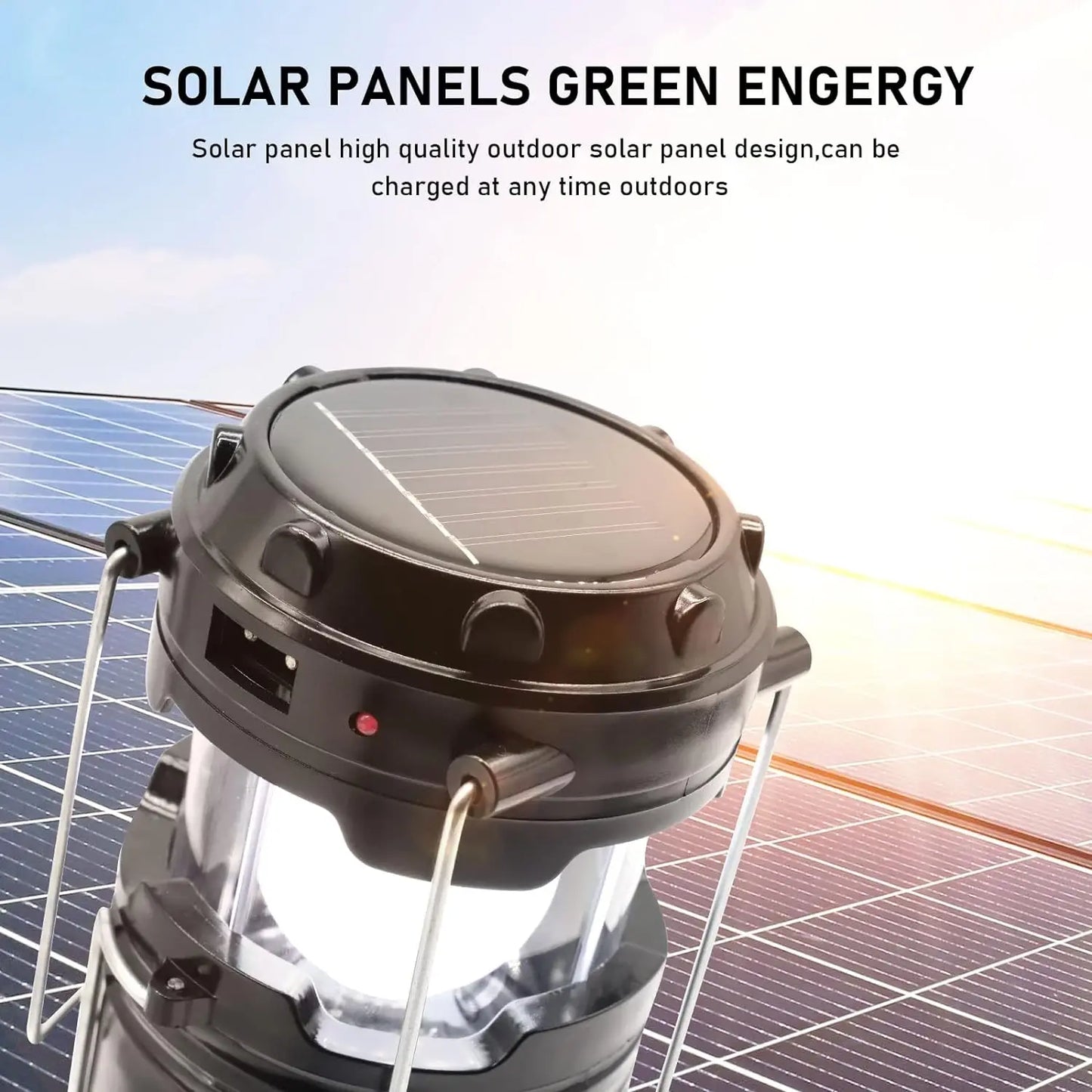 Linterna LED Solar Recargable 2 en 1 para Camping y Emergencias