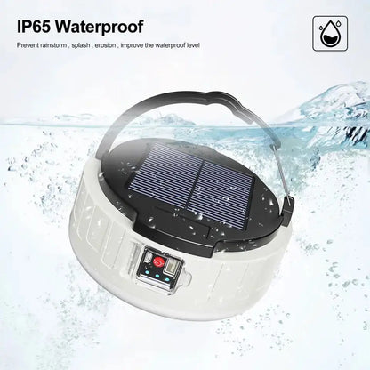 1200mAh Solar Camping Lantern - Rechargeable LED + Mobile Charging + IP65