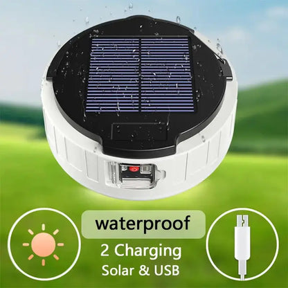 1200mAh Solar Camping Lantern - Rechargeable LED + Mobile Charging + IP65