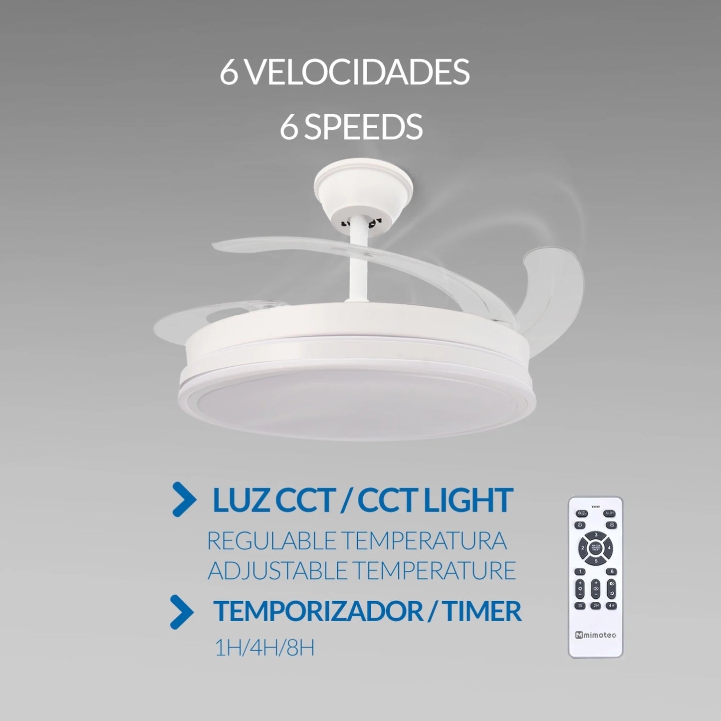 Ventilador de Techo con Luz LED Regulable y Mando