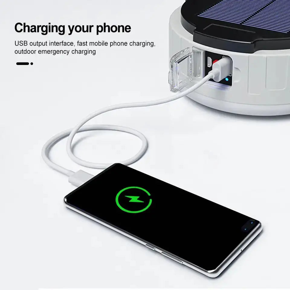 1200mAh Solar Camping Lantern - Rechargeable LED + Mobile Charging + IP65