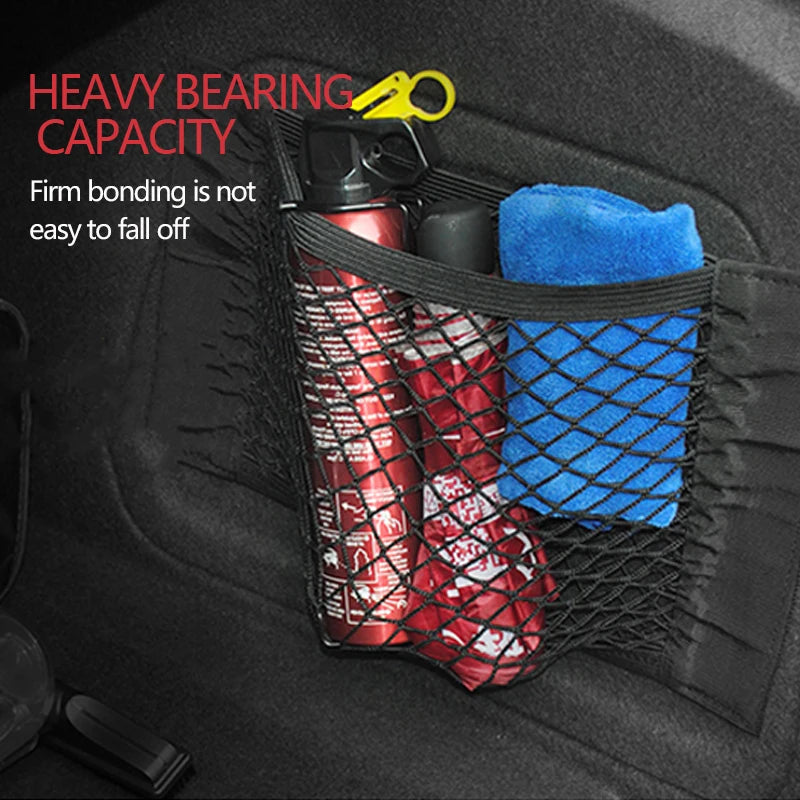 Bolsa organizadora de red para coche con espray y toalla, accesorios de almacenamiento