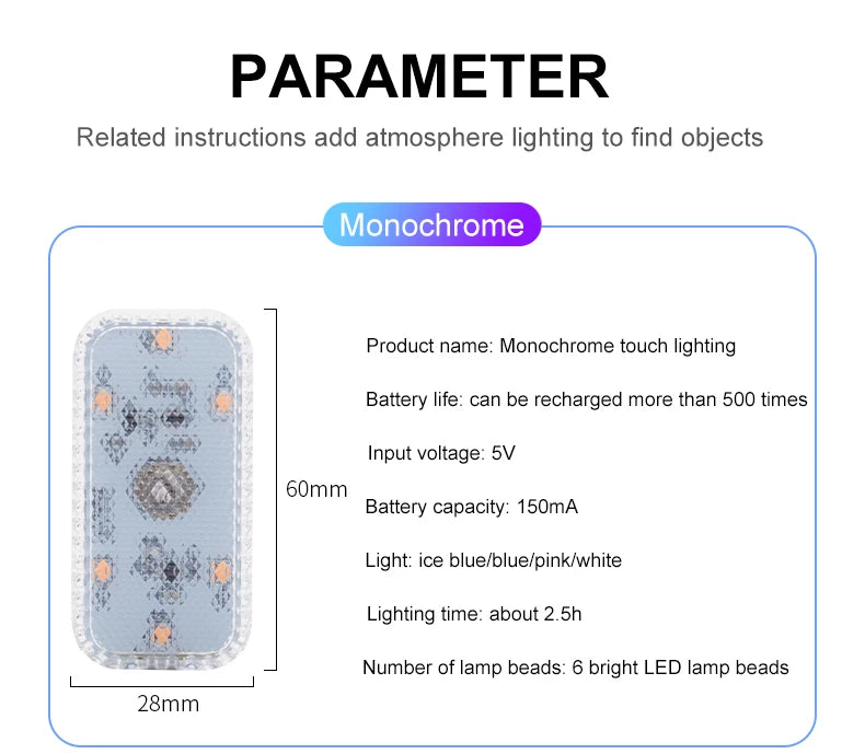 Mini Luz LED Táctil para Coche o Camper – Recargable USB