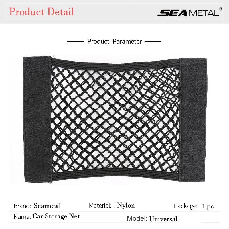 Red net de almacenamiento universal para coche de nailon, negro, para organizar objetos en el vehículo