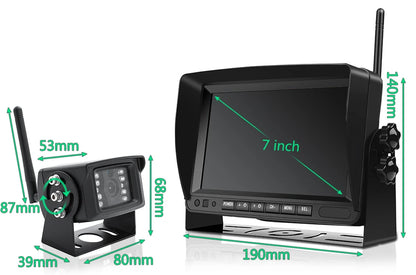 Kit Cámara de Marcha Atrás Inalámbrica AHD 720P GreenYi con Monitor IPS 7”, Grabación DVR y Detección de Ángulo Muerto