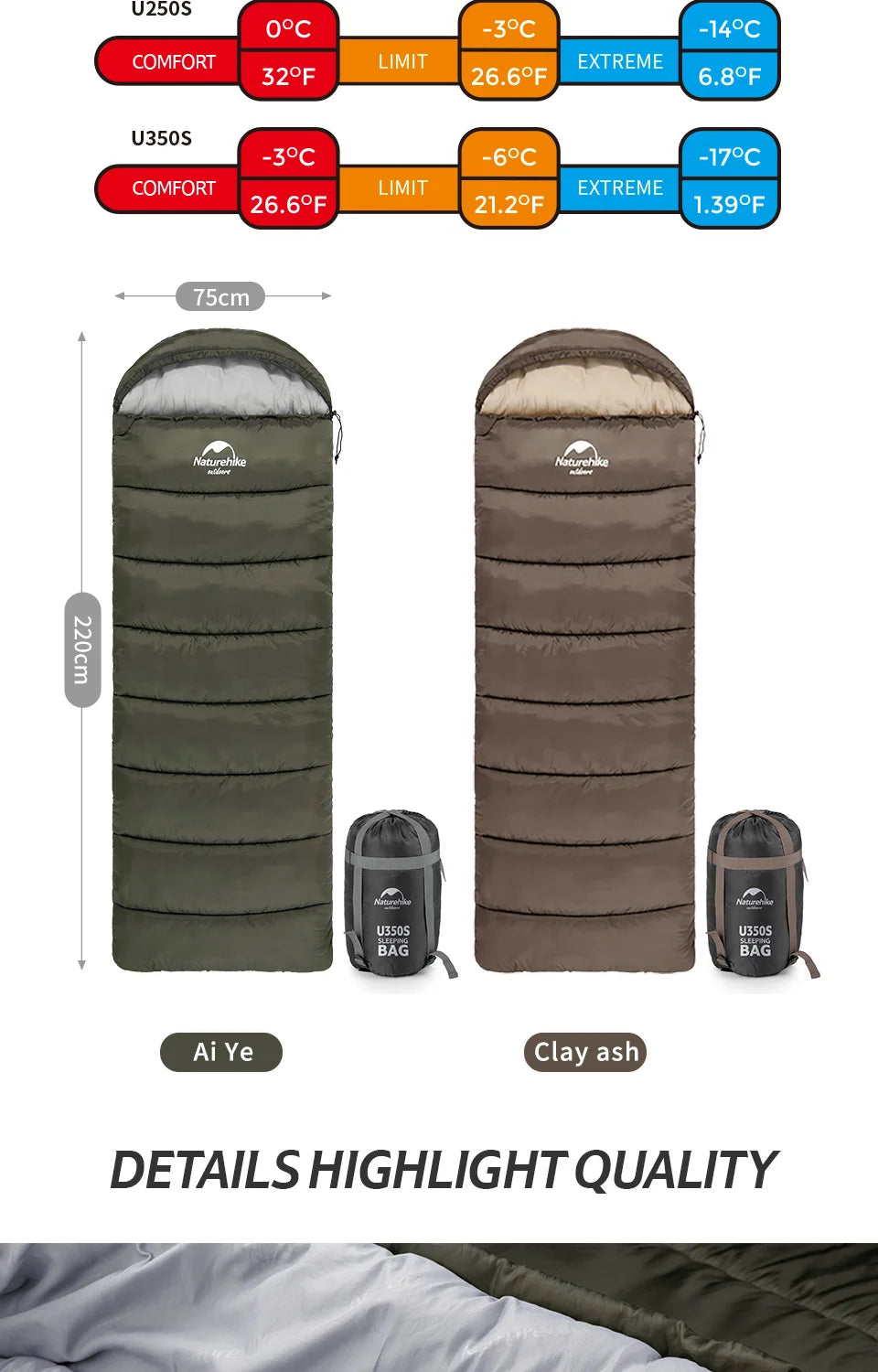 Naturehike Envelope Sleeping Bag | Cotton | Moderate Cold