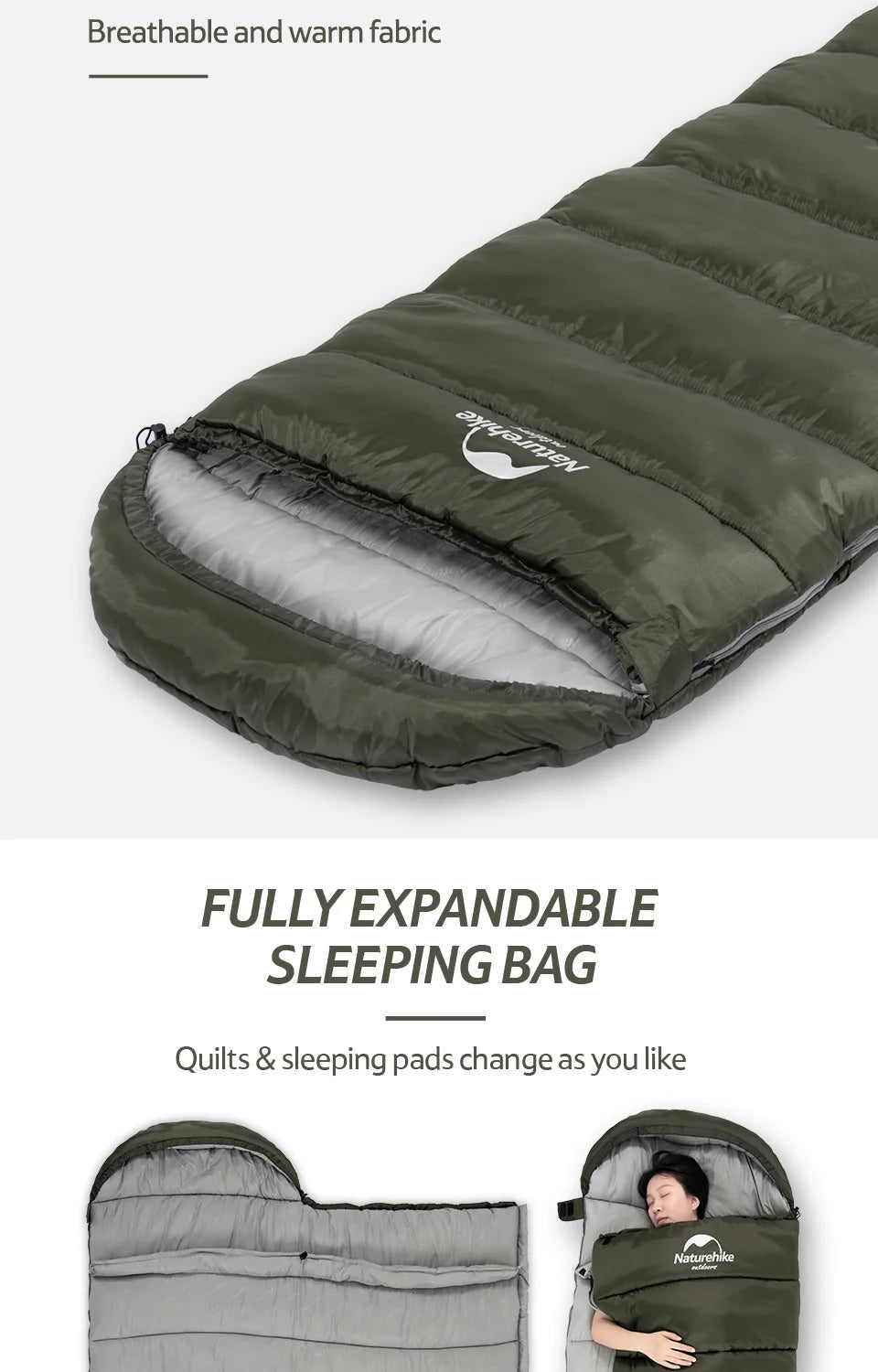 Naturehike Envelope Sleeping Bag | Cotton | Moderate Cold