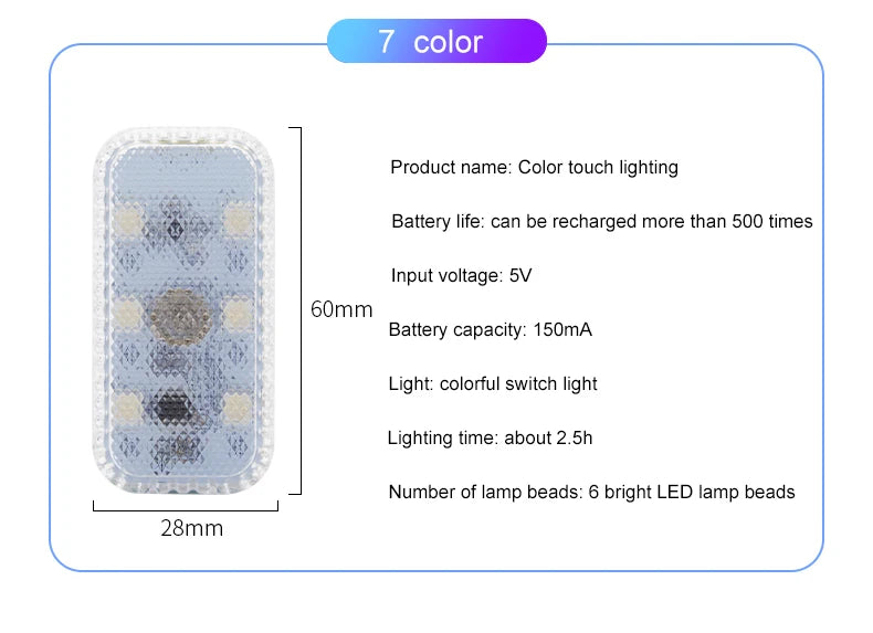 Mini Luz LED Táctil para Coche o Camper – Recargable USB