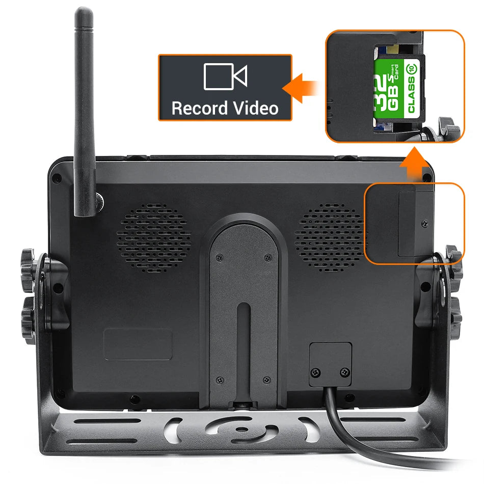 Kit Cámara de Marcha Atrás Inalámbrica AHD 720P GreenYi con Monitor IPS 7”, Grabación DVR y Detección de Ángulo Muerto
