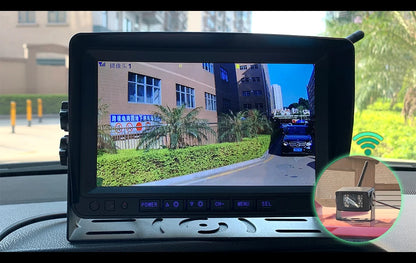 Kit Cámara de Marcha Atrás Inalámbrica AHD 720P GreenYi con Monitor IPS 7”, Grabación DVR y Detección de Ángulo Muerto