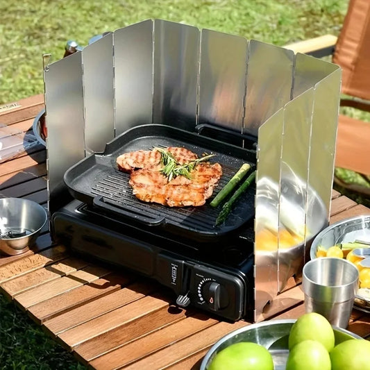 Pantalla Cortaviento de Aluminio para Cocina de Gas Camping