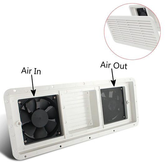 Ventilador Lateral Doble Ventana - 12V Silencioso para RV y Caravana