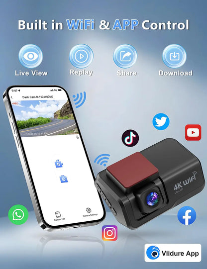 Dashcam 4K Dual con WiFi + Aparcamiento 24H - Kocam