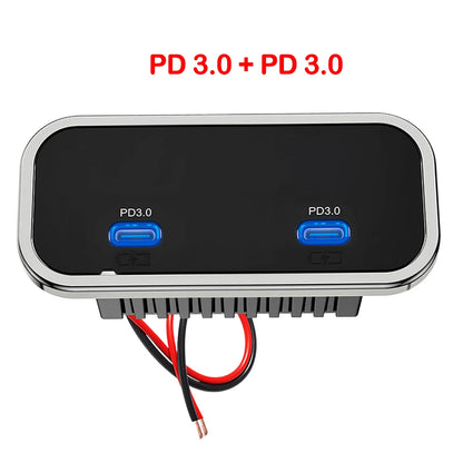 Cargador USB Empotrable 12–24V con Carga Rápida (PD + QC)