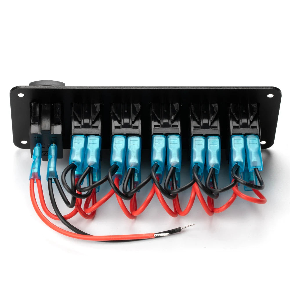 Panel de Interruptores Náutico Estanco 12V con USB y Voltímetro Digital