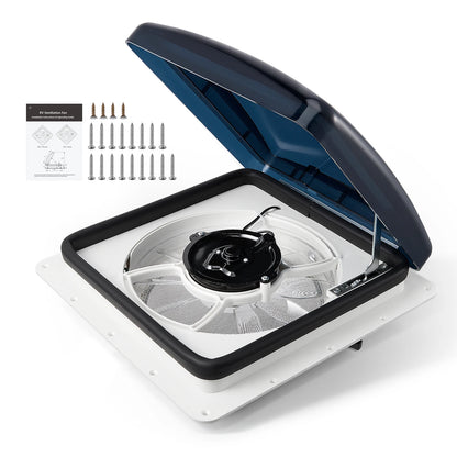 Ventilateur de plafond de camping-car 12V avec LED - Silencieux + Double flux (28x28cm)