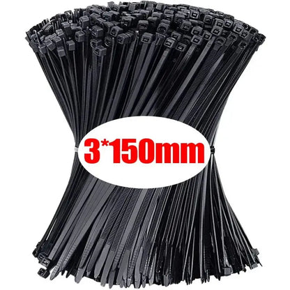 Paquete de bridas negras de plástico de 3x150 mm para organización de cables
