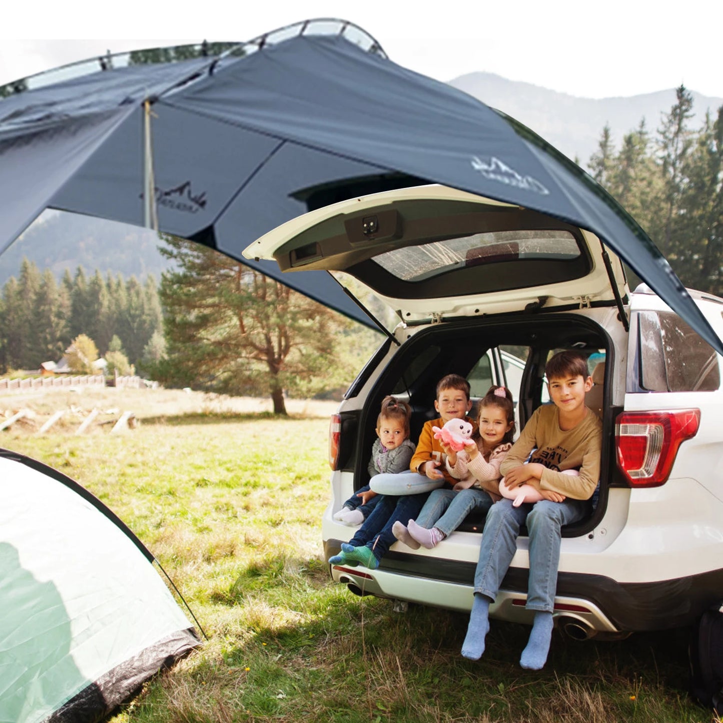 Auvent multifonctionnel pour voiture et camping-car - Imperméable · Résistant aux UV · Montage latéral/arrière/autonome · 350x240cm