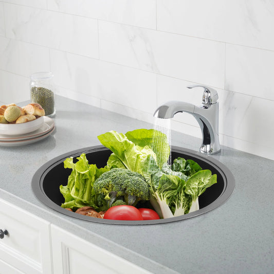 Fregadero Redondo de Cocina en Acero Inoxidable 304 con Recubrimiento Nano – Una Cubeta Profunda para Hogar y RV