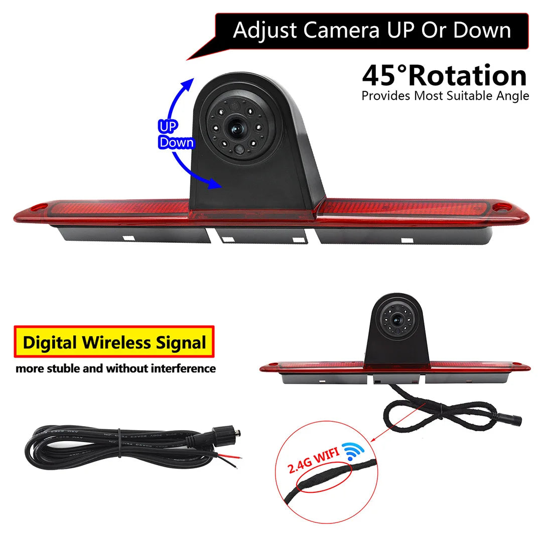 Kit Cámara de Marcha Atrás Inalámbrica 1080P con Monitor 5” – Luz de Freno para Mercedes Sprinter y VW Crafter