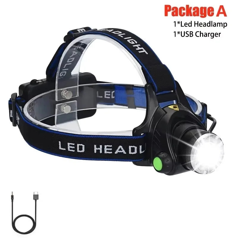 Lampe frontale LED rechargeable 10W - Détecteur de mouvement + 4 modes + IPX4