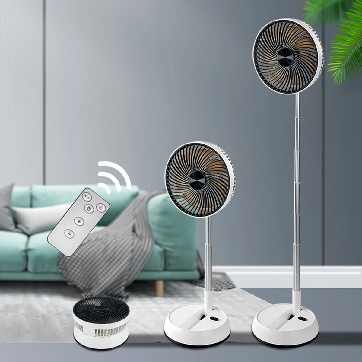 Extendable Portable Fan with Remote Control | Adjustable Height 92cm, USB-C and Quiet