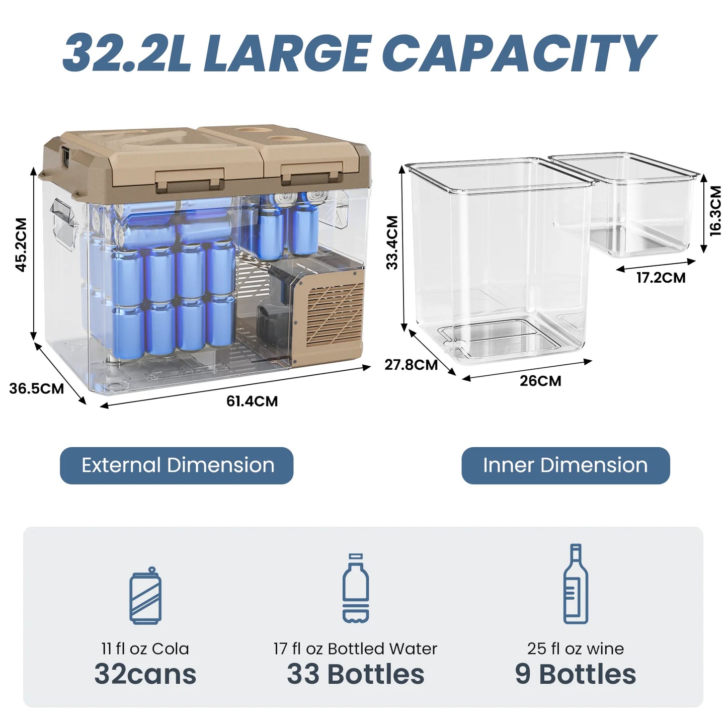 Refrigerador Portátil de 35L – 45L para Vehículo y Camping