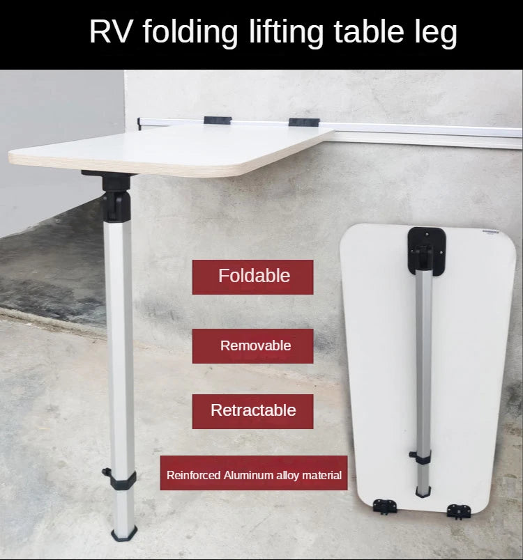 Mesa Plegable para RV con Pata Ajustable | Mesa Exterior y Interior de Aluminio Reforzado, Desmontable y Regulable