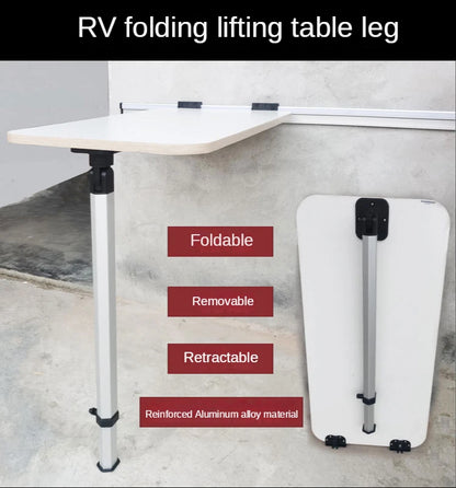 Mesa Plegable para RV con Pata Ajustable | Mesa Exterior y Interior de Aluminio Reforzado, Desmontable y Regulable