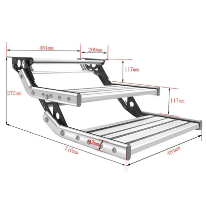 Escalón Plegable de Aluminio para Camper y Autocaravana – Simple o Doble Peldaño Antideslizante