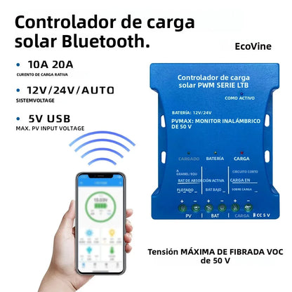 12V/24V PWM Solar Charge Controller with Bluetooth and USB