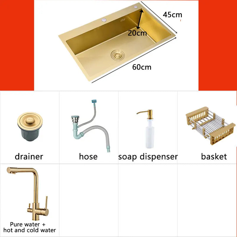 Gold Kitchen Sink, various models and sizes 