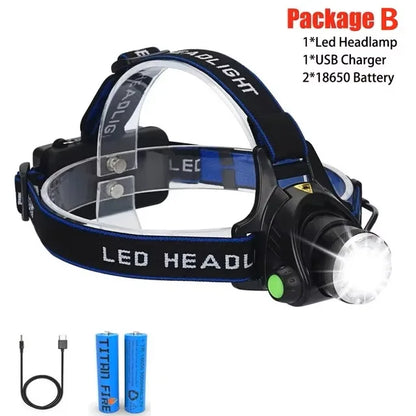 Lampe frontale LED rechargeable 10W - Détecteur de mouvement + 4 modes + IPX4